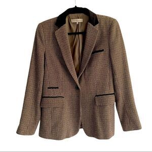 𝅺GERARD DAREL Wool Houndstooth Blazer Jacket Brown  Tan 8